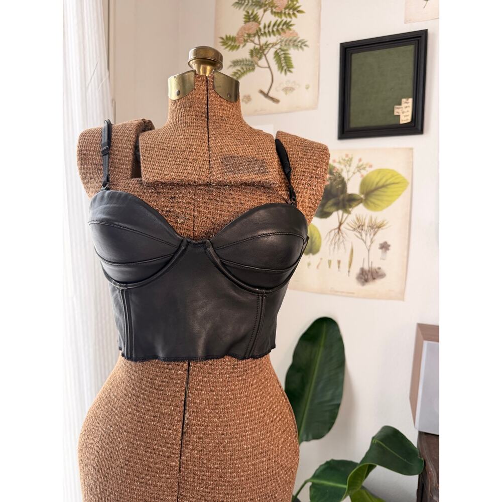 Lisa Maree Black Leather Bustier Corset Top Small